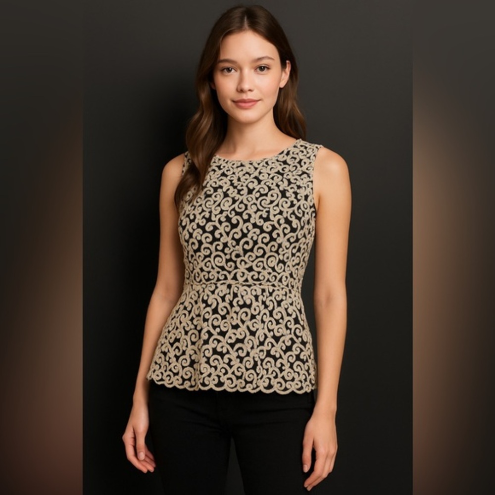 Gilani Embroidered Lace Tulle Top